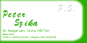 peter szika business card
